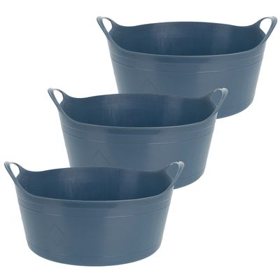 Flexibele emmer - 3x - blauw - 15 liter - kunststof - 39 x 17 cm