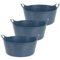 Flexibele emmer - 3x - blauw - 15 liter - kunststof - 39 x 17 cm - thumbnail