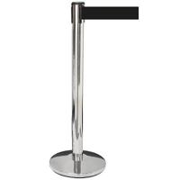 Toegangspaal chroom met zwarte riem