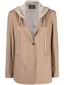 Fabiana Filippi blazer boutonné à capuche - Marron