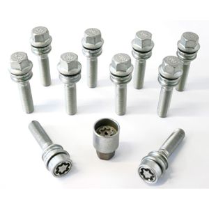 H&R Wielboutenset bolkonisch met bewegende ring R14 M14x1.50 - Lengte 59mm - 10 stuks (bv. Porsche, HR1455907SET