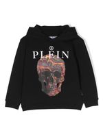 Philipp Plein Junior hoodie en coton à imprimé tête de mort - Noir