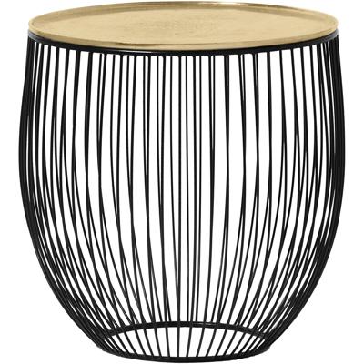 Bijzettafel - Trion Rana - Rond - 42cm - Zwart/Goud - Metaal