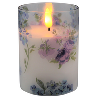 LED kaars in glas bloem 10cm blauw - Magic Flame