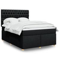 Boxspring met matras stof zwart 140x190 cm