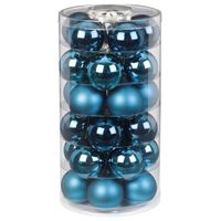 60x stuks glazen kerstballen diep blauw 6 cm glans en mat - thumbnail