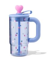 HEMA Drinkfles 720ml met rietje hartjes