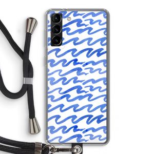 Blauwe golven: Samsung Galaxy S21 Plus Transparant Hoesje met koord