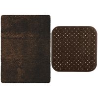 MSV Douche anti-slip mat en droogloop mat - Venice badkamer set - rubber/microvezel - bruin - thumbnail