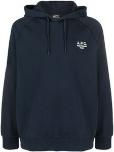 A.P.C. hoodie en coton à logo brodé - Bleu