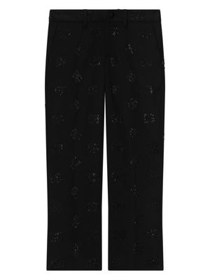 Dolce & Gabbana Kids pantalon en laine à logo imprimé - Noir