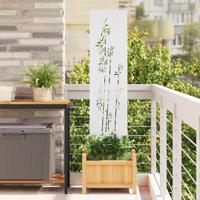 Tuin Privacy Screen Bloemen Wit 32 x 140 cm Koudgewalst staal
