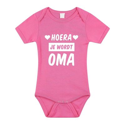Hoera je wordt oma cadeau baby rompertje roze voor meisjes