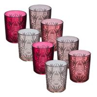 Secret de Gourmet Waterglazen / drinkglazen Ayla - 8x - transparant roze - 350 ml