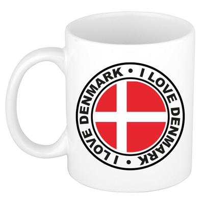 Cadeau koffiemok Denemarken - vlag - I love - 300 ml - keramiek - landen thema - support Cadeau koffiemok Denemarken - vlag - I love - 300 ml - keramiek - landen thema - support