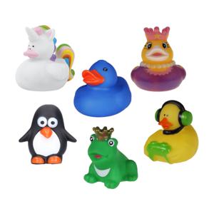 Rubber badeendjes/dieren mix - 6x stuks - badkamer fun artikelen - size 5 cm - kunststof