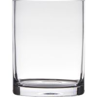 Transparante home-basics cylinder vorm vaas/vazen van glas 15 x 12 cm