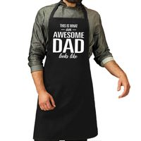 Awesome dad kado bbq/keuken schort zwart voor heren   -