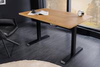 In hoogte verstelbaar bureau EIKEN DESK 120cm naturel eiken design zwart metalen frame - 45338