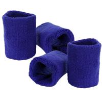 Pols zweetbandjes blauw voor volwassenen 4x stuks