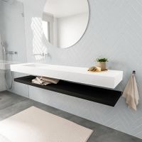 Mondiaz Alan badmeubel 200 cm solid suface planchet urban vrijhangend wastafel links zonder kraangat wit