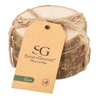 Secret de Gourmet - ronde onderzetters voor glazen - 4x stuks - D10 cm - hout
