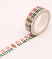 Clap Clap Flower and Bear Washi Tape Cream