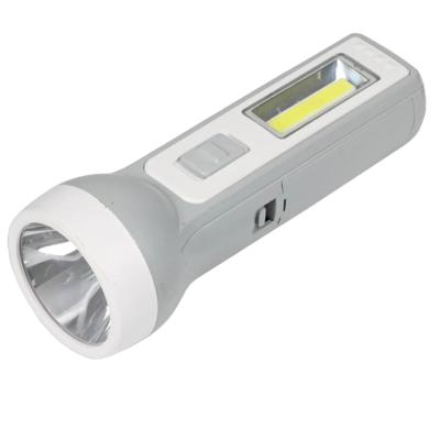 Zaklamp oplaadbaar - grijs - kunststof - LED - camping - USB kabel