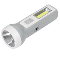 Zaklamp oplaadbaar - grijs - kunststof - LED - camping - USB kabel - thumbnail