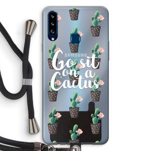 Cactus quote: Samsung Galaxy A20s Transparant Hoesje met koord