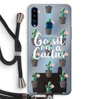 Cactus quote: Samsung Galaxy A20s Transparant Hoesje met koord