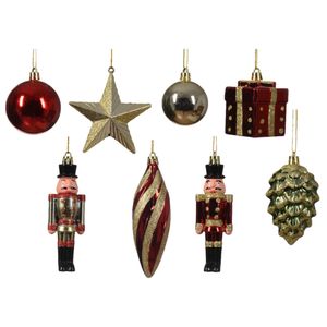 Kersthangers - kerst figuurtjes - 20x - rood/goud - kunststof - 13 cm