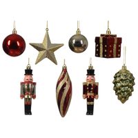 Kersthangers - kerst figuurtjes - 20x - rood/goud - kunststof - 13 cm