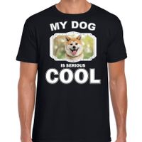 Akita inu honden t-shirt my dog is serious cool zwart voor heren - thumbnail