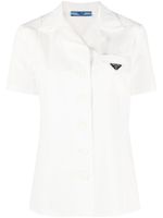 Prada chemise en coton à logo triangle - Blanc