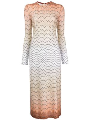 Missoni robe mi-longue à motif zigzag - Marron