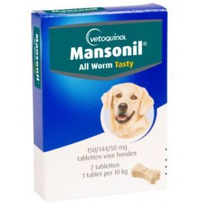 Mansonil All Worm Dog Tasty voor de hond 6 tabletten