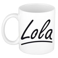 Lola voornaam kado beker / mok sierlijke letters - gepersonaliseerde mok met naam - Naam mokken - thumbnail