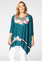 Yoek Kaftan LEO FLOWER | Blauw | Maat 42/44