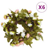 VidaXL Kerstslingers met bloemen 6 st 215 cm champagnekleurig VidaXL Kerstslingers met bloemen 6 st 215 cm champagnekleurig