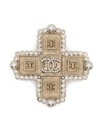 CHANEL Pre-Owned broche sertie de strass à logo CC (années 2000) - Or - thumbnail