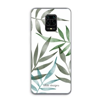 Tropical watercolor leaves: Xiaomi Redmi Note 9 Pro Transparant Hoesje