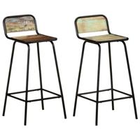 Barstoelen 2 st massief gerecycled hout
