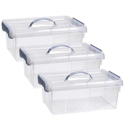 Opslagbox AZUL serie - 3x - met deksel - transparant - 12.5 liter - 40 x 30 x 16 cm - kunststof