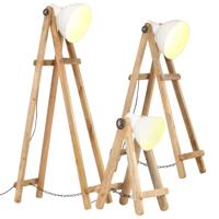 Vloerlampen 3 st E27 massief mangohout wit Vloerlampen 3 st E27 massief mangohout wit
