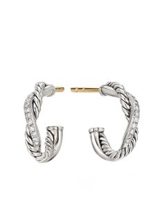 David Yurman boucles d'oreilles Petite Infinity en argent sterling serties de diamants