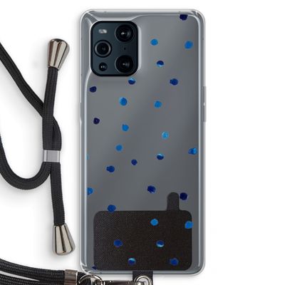 Blauwe stippen: Oppo Find X3 Pro Transparant Hoesje met koord