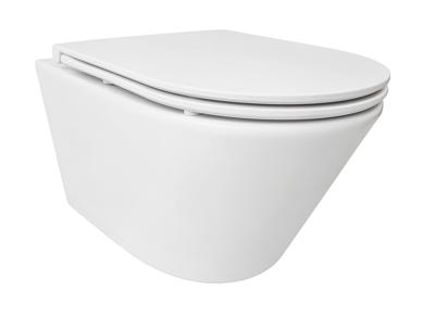 Wiesbaden Vesta Tornado flush wandcloset rimless met Flatline toiletzitting softclose en quick release mat wit