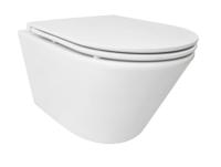 Wiesbaden Vesta Tornado flush wandcloset rimless met Flatline toiletzitting softclose en quick release mat wit - thumbnail