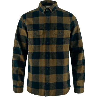 Fjallraven Övik Heavy Flannel Overhemd Heren Wood Brown-Dark Navy XL